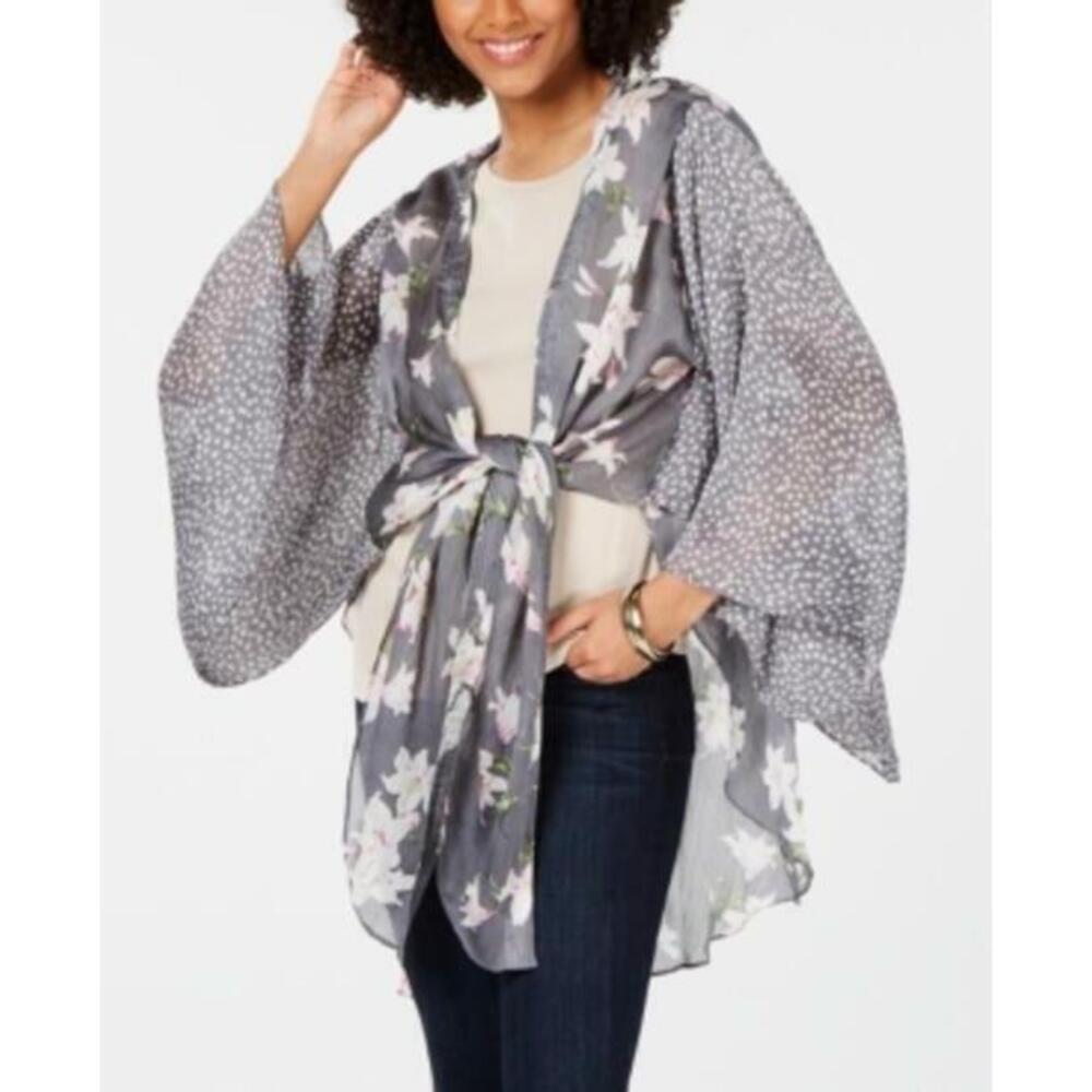 Cejon Women's Multicolor Love For Lily Multi-Print Kimono One Size NWT